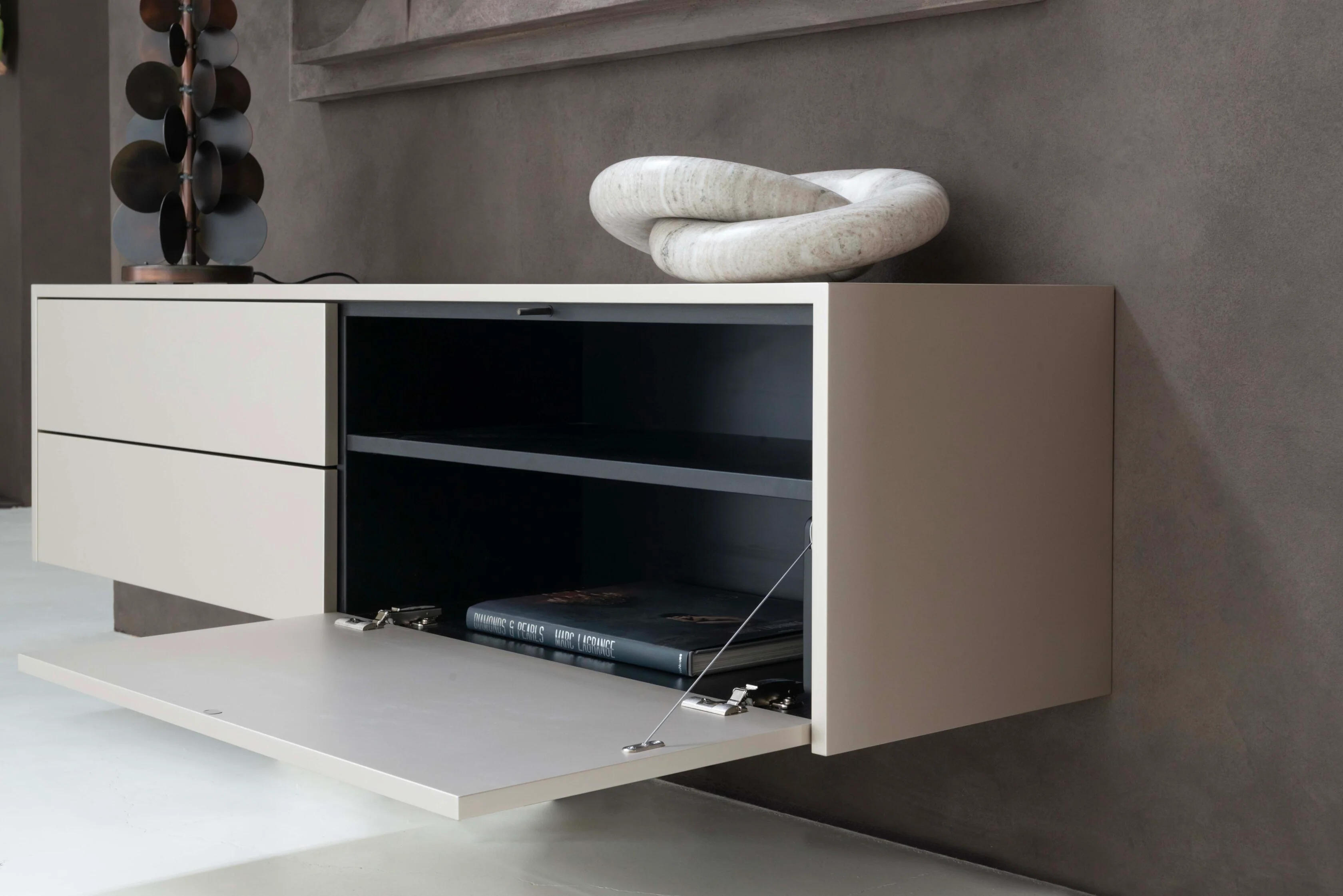 TV-meubel Johnson - Zwevend - MDF - 1 klep - 2 lades - Image 3
