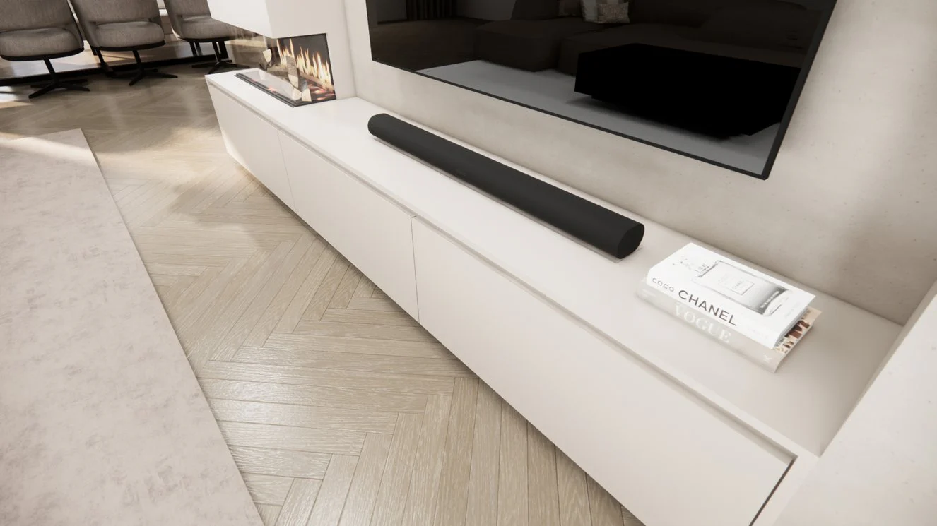 TV-meubel Mason Grand - Eiken - 3 kleppen - Elektrische haard - Met koof - Image 8
