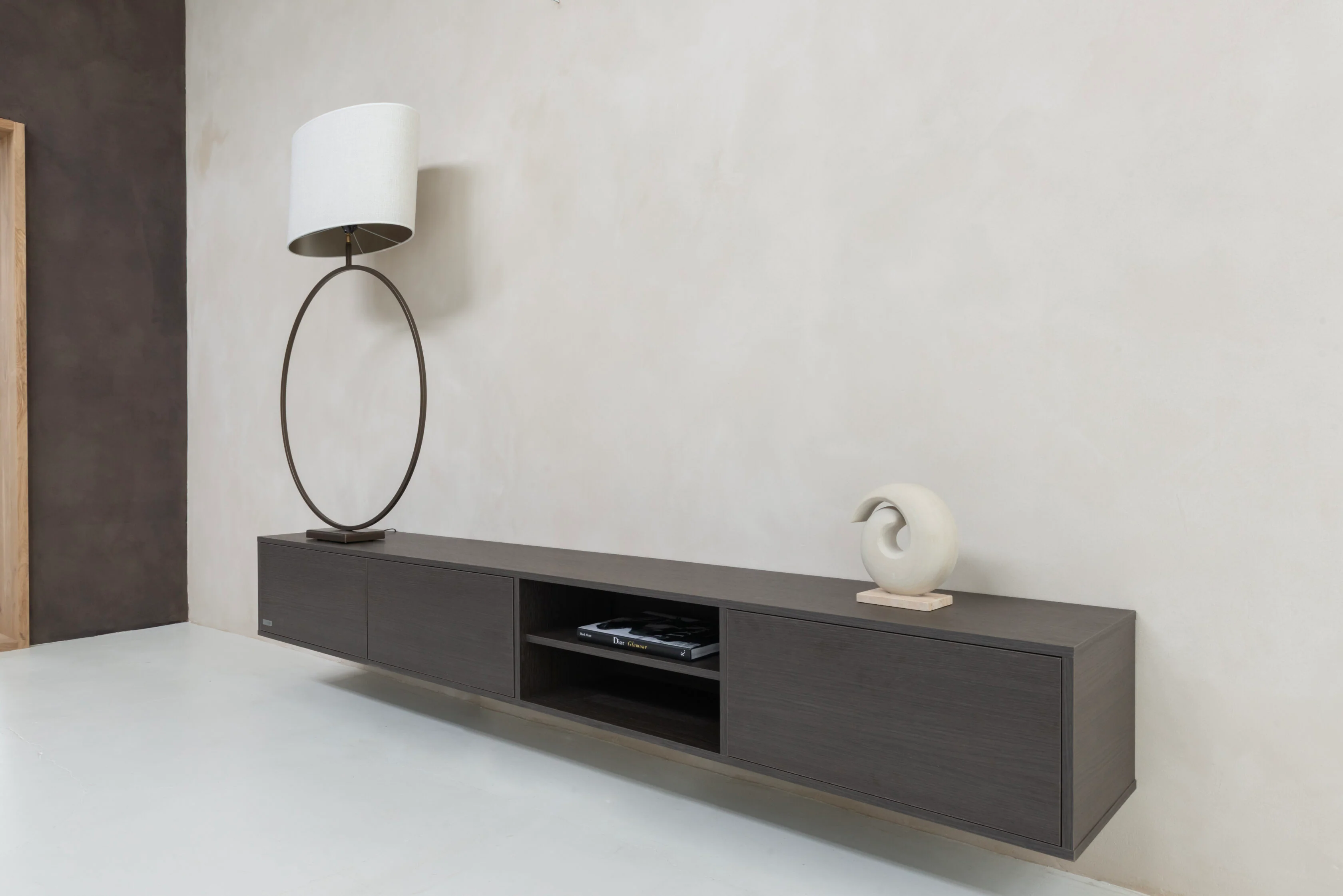 TV-meubel Stephan - Zwevend - Melamine - 3 kleppen - Open vak - Image 3